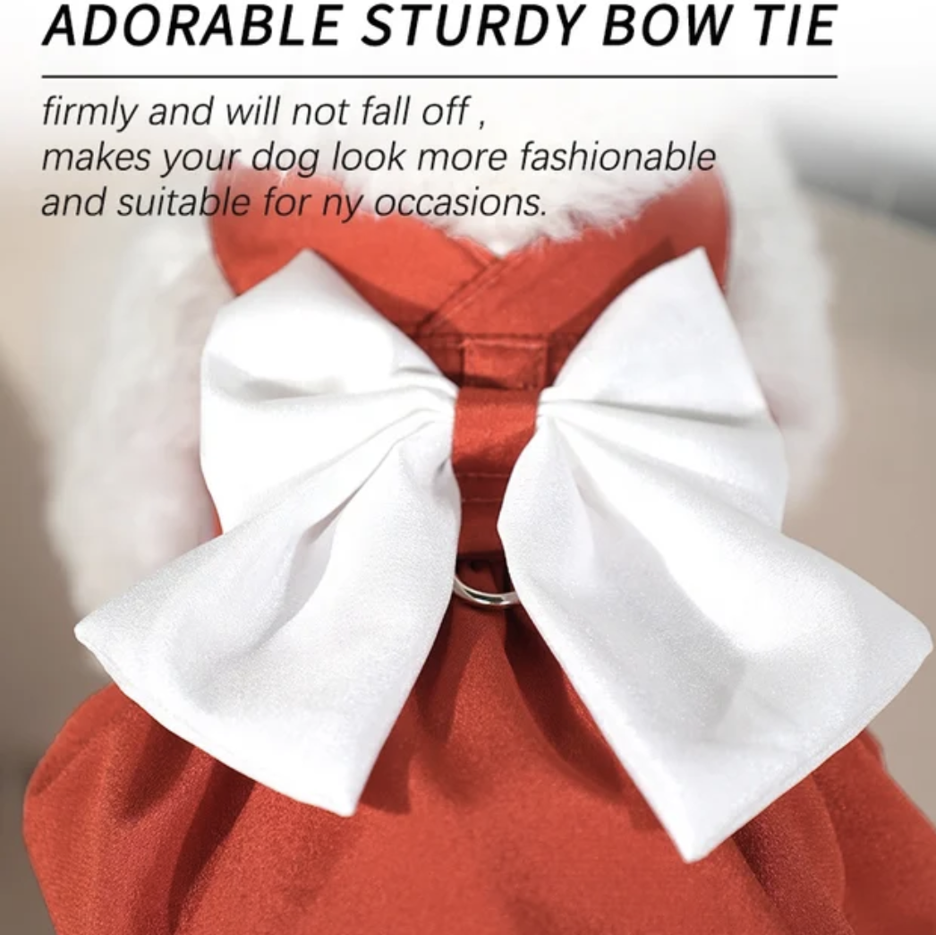 Small Pet Red Bow Harness Dress